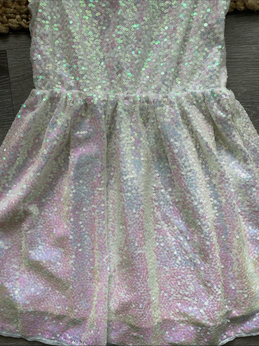 H&M White Iridescent Sequin Girls' Party Dress~size 8/9 years
